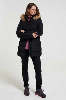 'Nola' Women's Long Padded Jacket Waterproof Winter Warm Coat Black