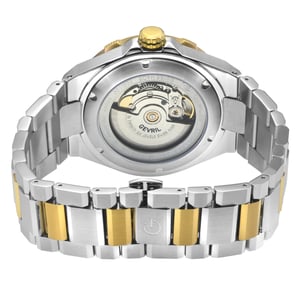Gevril Men's Ticonic 316L Stainless Steel Case, Top Ring IPYG, Black/White Glass Bezel, Black Enamel dial, 316L Stainless Steel Bracelet.