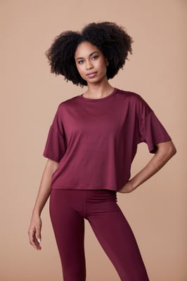 'Shadow' Women's Crop Top Breathable Quick Dry Sports Tee Burgundy