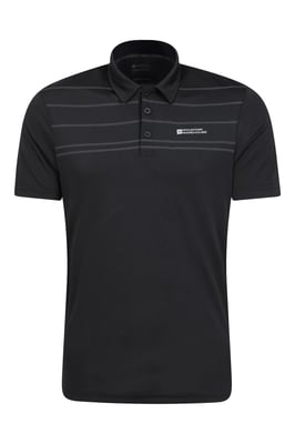 Men's Away IsoCool Polo with Button Neck Sun Protection Summer Tee Black