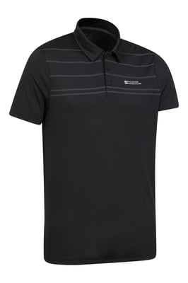 Men's Away IsoCool Polo with Button Neck Sun Protection Summer Tee Black