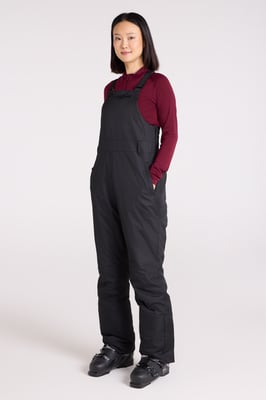 'Moon' Women's Bib Front Ski Pants Water Resistant Winter Snowboard Trouser Black