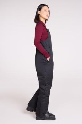 'Moon' Women's Bib Front Ski Pants Water Resistant Winter Snowboard Trouser Black