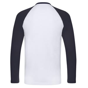 Fruit of the Loom Heren Valueweight Baseball T-shirt met lange mouwen (Witte/diepe marine)