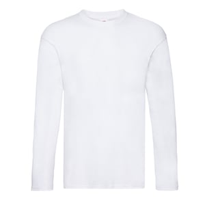 Fruit of the Loom Unisex Original Effen T-shirt met lange mouwen voor volwassenen (Wit)