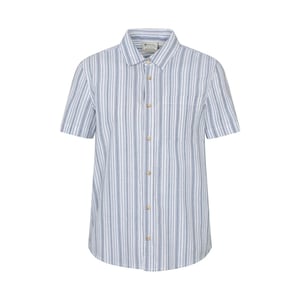 Mountain Warehouse Heren Derby Stripe Katoenen Overhemd Met Korte Mouwen (Blauw)