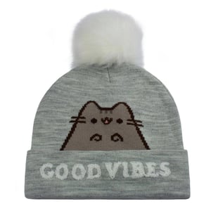 Pusheen Unisex Good Vibes Pom Pom muts voor volwassenen (Grijs/Wit)