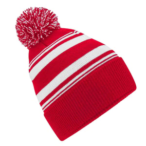 Beechfield Gestreepte muts (Klassiek rood)