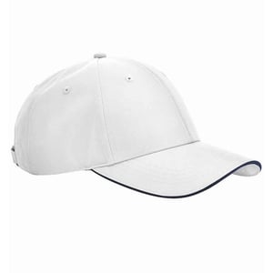Beechfield Team Sport-Tech Cap (Witte/franse marine)
