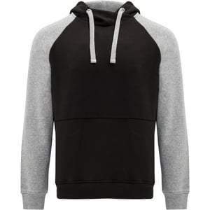 Roly Badet tweekleurige uniseks volwassen hoodie (Zwart/Heather Grijs)