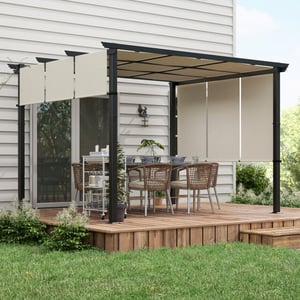 4goodz Pergola metaal 3x3,5 mtr met harmonica zonwering uv- en waterafstotend