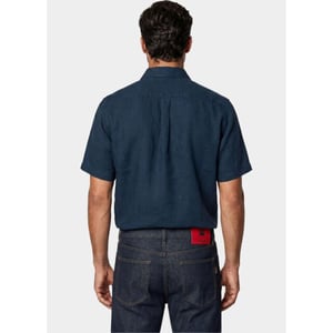 Bos Bright Blue Overhemd korte mouw heren linnen shirt 5700.426/208
