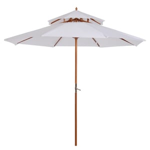 4goodz Parasol 265 cm met houten parasolstok en bamboe baleinen -