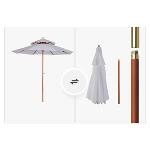 4goodz Parasol 265 cm met houten parasolstok en bamboe baleinen -