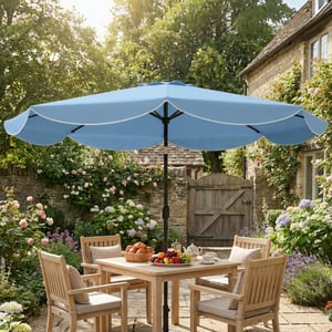 4goodz Parasol met volant en kantfranjes Ø265 cm kantelbaar -