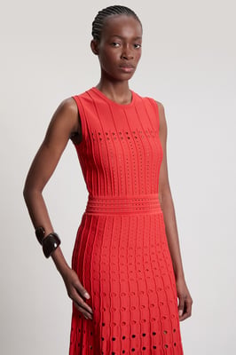 Petite Knit Stitch Detail Sleeveless Midi Dress