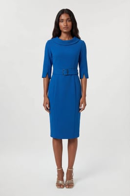 Tailored Roll Neck Pencil Midi Dress