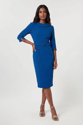 Tailored Roll Neck Pencil Midi Dress