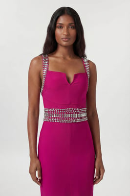 Bandage Figure Form Knit Embellished Maxi Dress