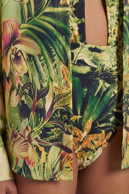 Beach Tropical Spun Viscose Cover Up Shirt