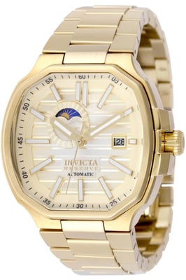 INVICTA Reserve 50092 Herenhorloge - Automatisch Uurwerk - Roestvrij Staal met Gouden Wijzerplaat - 45 mm