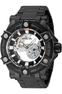 Invicta Bolt 49059 Herenhorloge - Automatisch Uurwerk - Roestvrij Staal met Zwarte Wijzerplaat - 52 mm