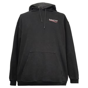 Balenciaga Political Campaign Medium Fit Hoodie in Black Cotton