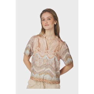 Neo Noir torana flower border blouse 169345 618 flower peach