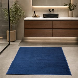Muratap Samba fluffy badmat wasbaar & anti-slip navy- 60x120 cm