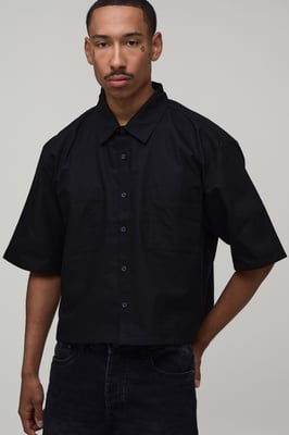 Boxy Cropped Half Sleeve Oxford Shirt