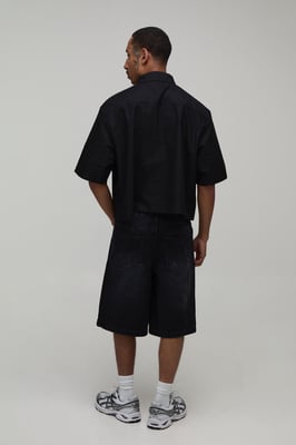 Boxy Cropped Half Sleeve Oxford Shirt