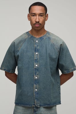 Oversized Denim Baseball Shirt