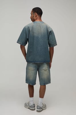 Oversized Denim Baseball Shirt