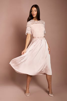 Lisa Tan Colour Block Full Skirt Midi Dress
