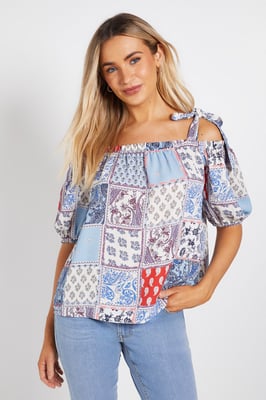 Tie Shoulder Bardot Top