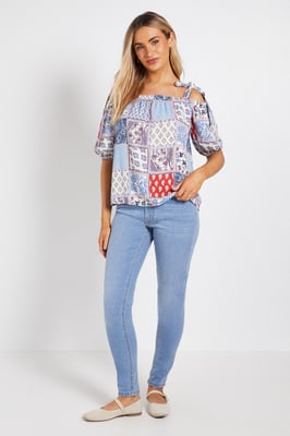 Tie Shoulder Bardot Top