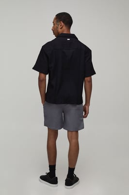 Textured Pleated Relaxed Fit Shorts