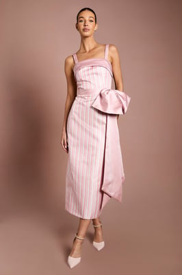 Coast Muse Striped Bow Detail Column Maxi Dress