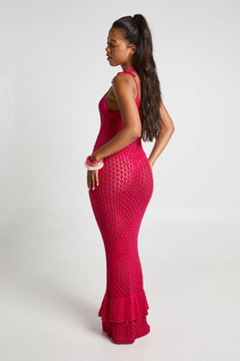 Beach Crochet Tie Strap Maxi Dress