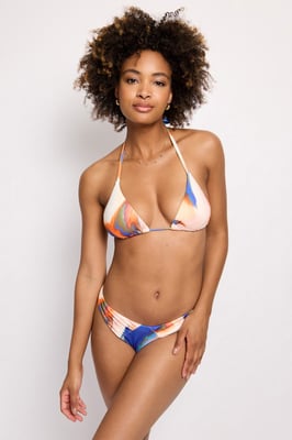 Rise Gather Triangle Bikini Top  Marble Print