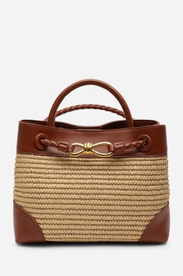 Where's That From Womens Luna Woven Leather Tote Bag With Gold Detail