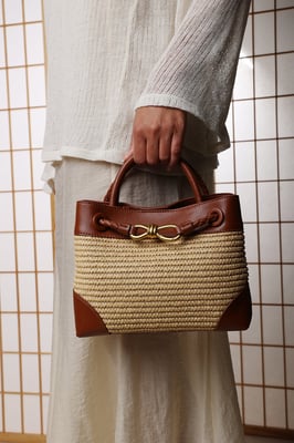 Where's That From Womens Luna Woven Leather Tote Bag With Gold Detail