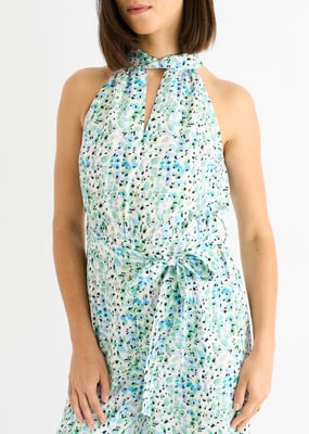 Blue Floral Halter Neck Jumpsuit