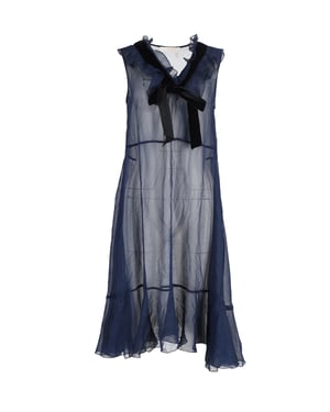 See by Chloé fluwelen jurk met ruches van chiffon in marineblauw polyester