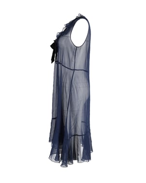 See by Chloé fluwelen jurk met ruches van chiffon in marineblauw polyester