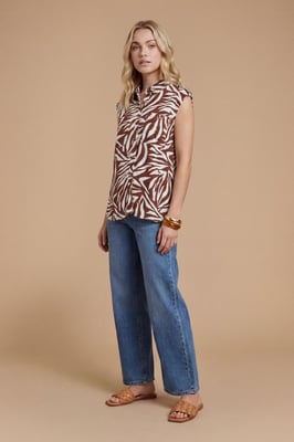 Zebra Pocket Detail Button Up Utility Blouse
