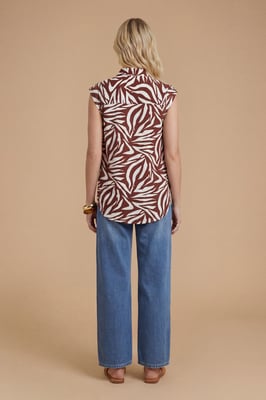 Zebra Pocket Detail Button Up Utility Blouse