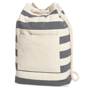 Halfar Contrast gestreepte strandtas met koord (Antraciet)