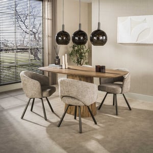 Hoyz eettafel wave centro deens ovaal 180cm massief mango zand