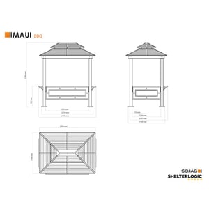 Sojag Maui aluminium bbq grillpaviljoen in houtlook 158x249x278 cm